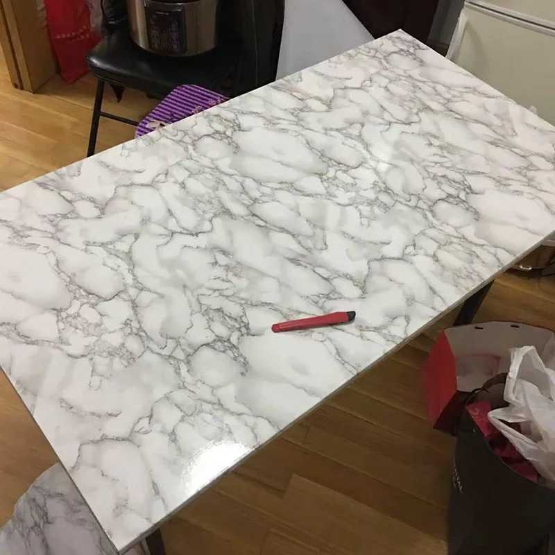 PVC Waterproof Marble Self-Adhesive Wall Stickers Old Furniture Decorative Film Bedroom Windowsill Tabletop Renovation Wallpaper