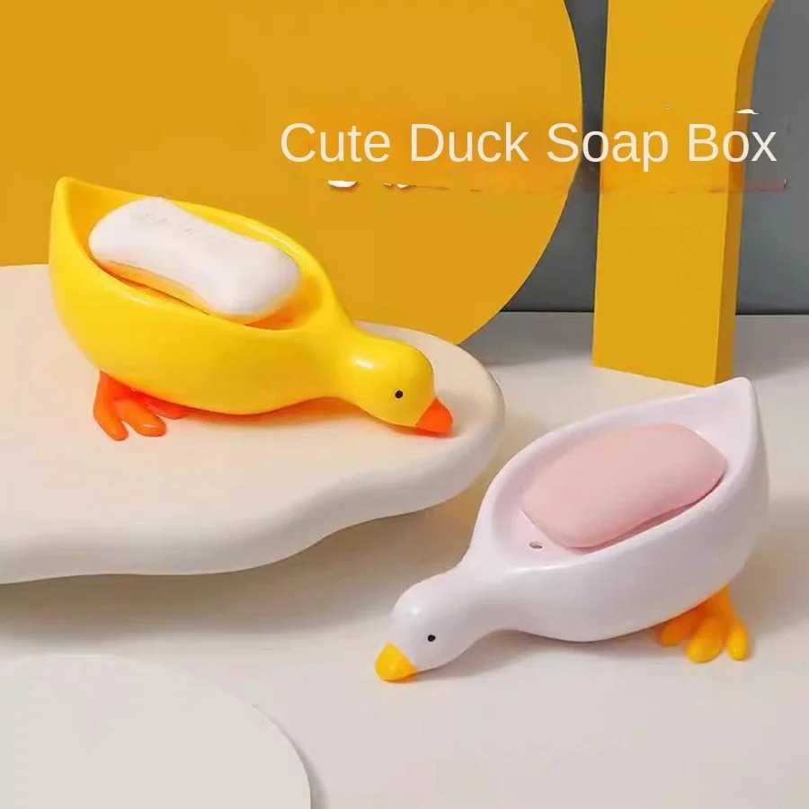 1Pc White Duck-Shaped Soap Rack, Plastic small size