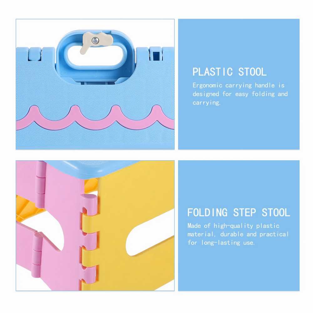 Portable Folding Step Stool Plastic Kids Adults Kitchen Bathroom Office Garden Camping Fishing Easy Carrying Handle