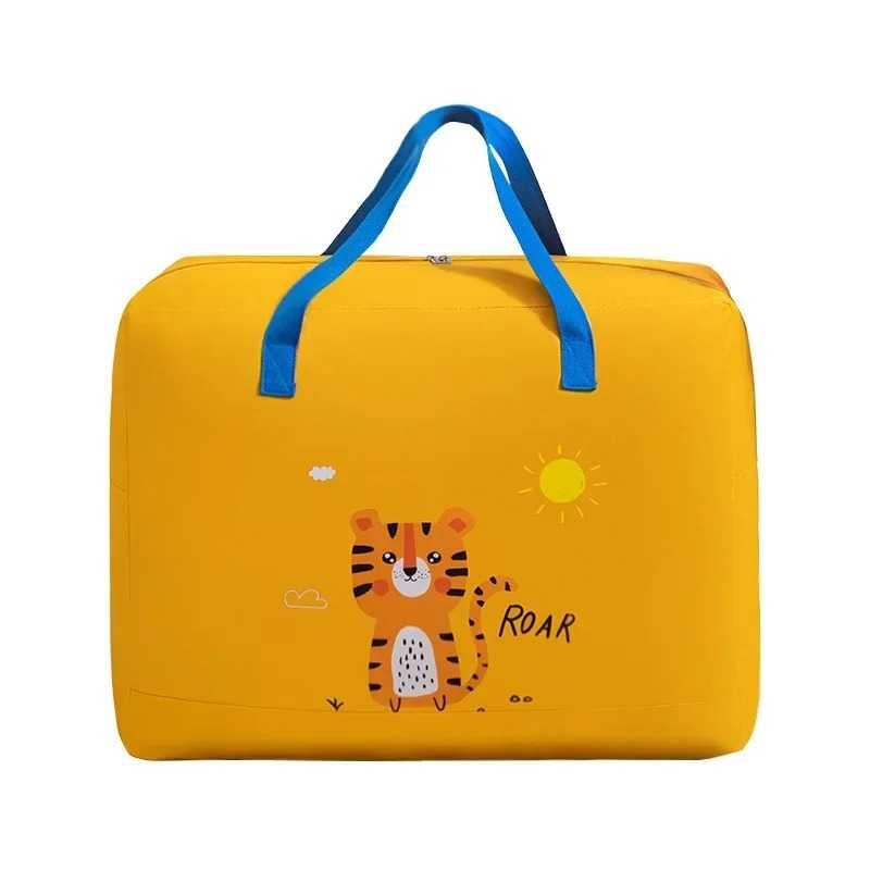Cartoon Cotton Quilt Bag Foldable Handheld Children's Storage Bag Moisture Proof Clothing Quilt Bag for Kindergar