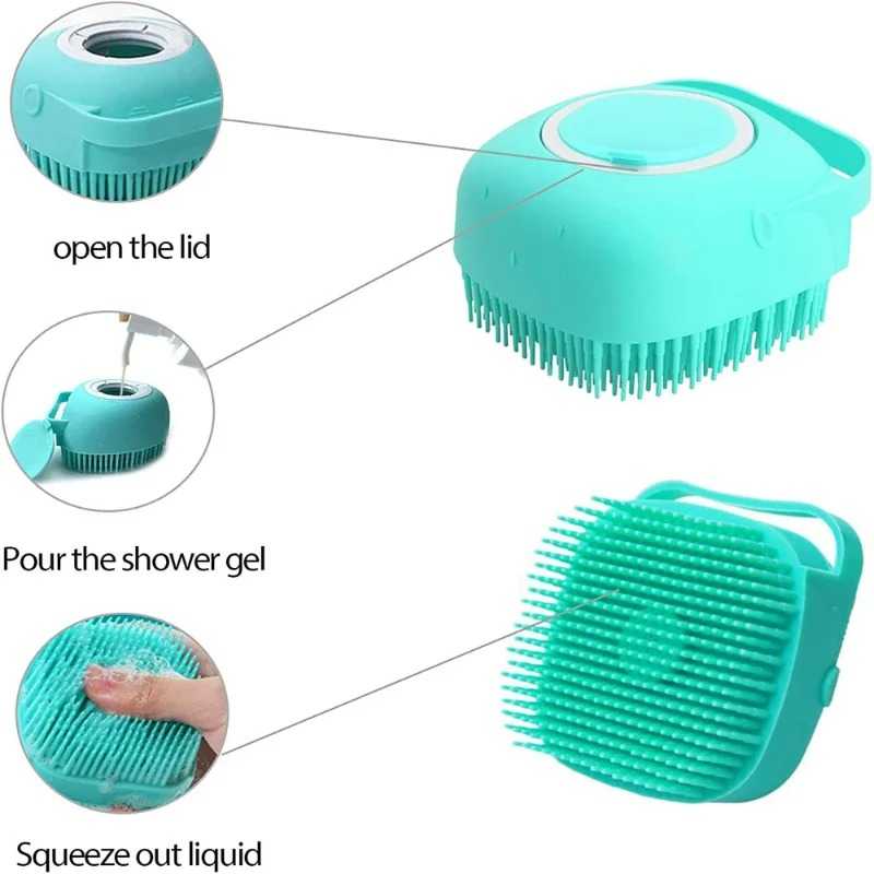 Silicone Massager Shower Gel Bathing Brush Clean Tools Comb Dog Cat Cleaning Grooming Supplies