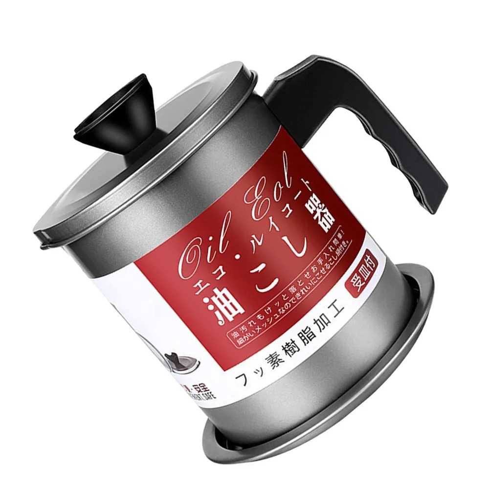 Cooking Oil Pot Stainless Steel Grease Storage Container 14L with Strainer Anti-Scald Handle for Bacon Grease Kitchen Supplies
