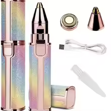 Facial Hair Removal for Women: 2-in-1 Rechargeable Nose Hair & Eyebrow Trimmer, Face Shaver with Built-in LED Light for Removing