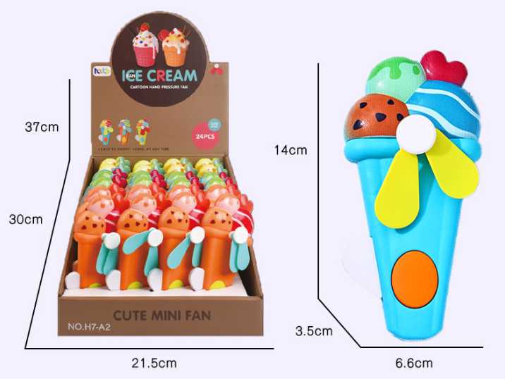 Ice Cream Shape Mini Handheld Manual Hand Press Fan Toy