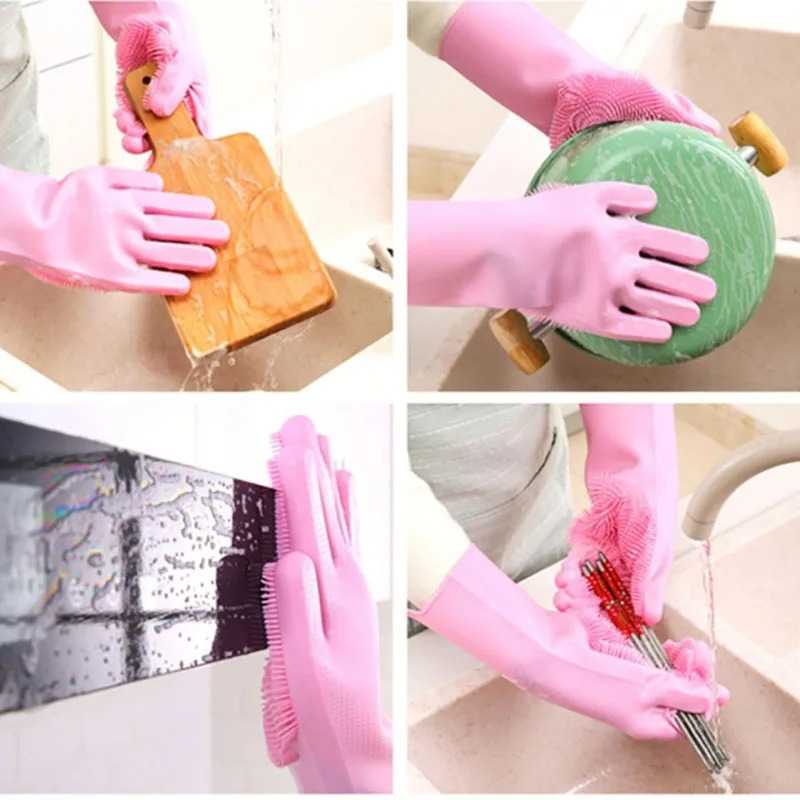  2pcs silicone dishwashing gloves for men and women household dishwashing and kitchen cleaning tools, pet care assistance sponges