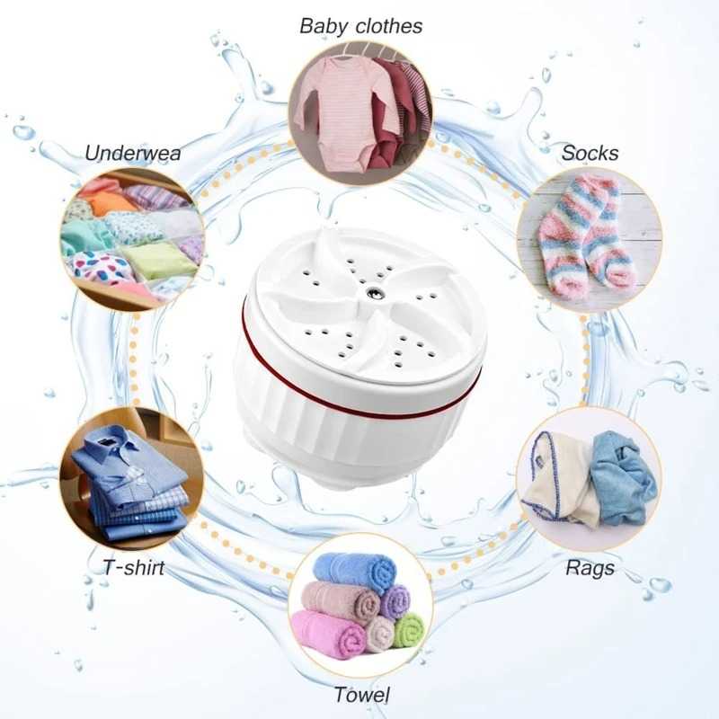 Mini Washing Machine Portable USB Ultrasonic Washer Machine 30 MINS Timing Auto-shut for Underwear Socks Towels