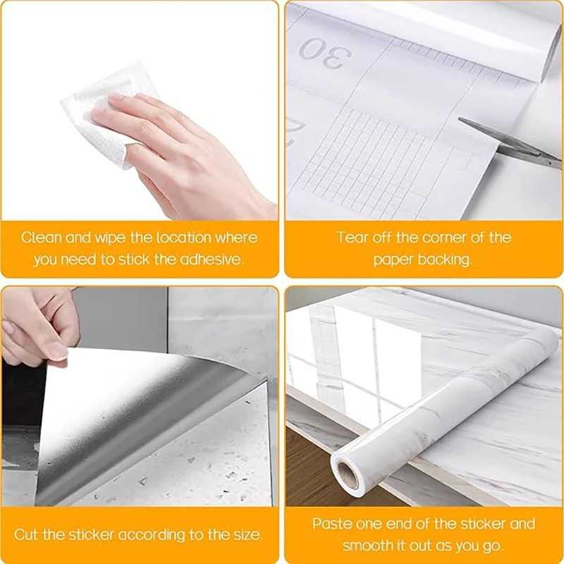 waterproof and oil resistant wallpaper self adhesive PVC wall sticker for kitchen cabinet and countertops decoration wallpaper