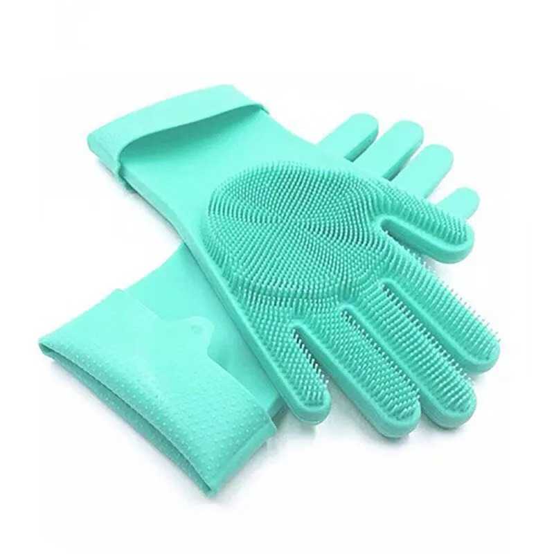  2pcs silicone dishwashing gloves for men and women household dishwashing and kitchen cleaning tools, pet care assistance sponges