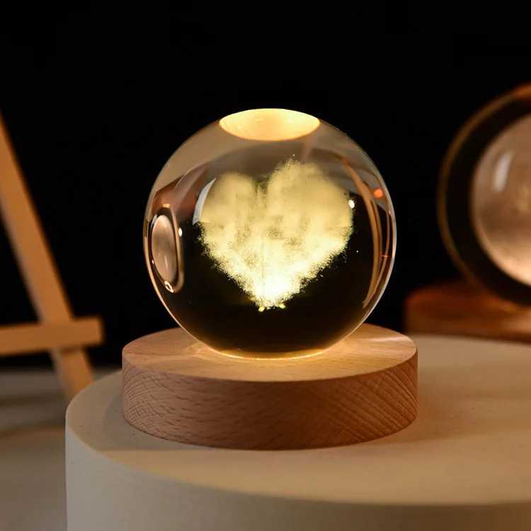 3D Crystal Ball,Night Light,Love Crystal Lamp