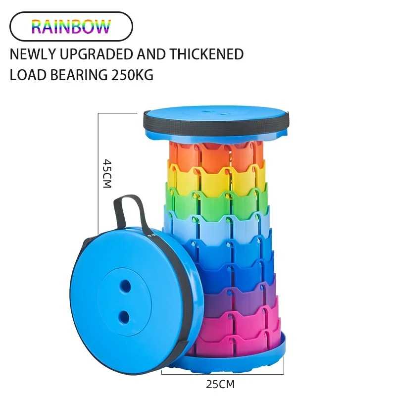  Color Portable Retractable Plastic Chair Folding Stool Kitchen Dining Chair Household Living Room Chairs Furniture For Room