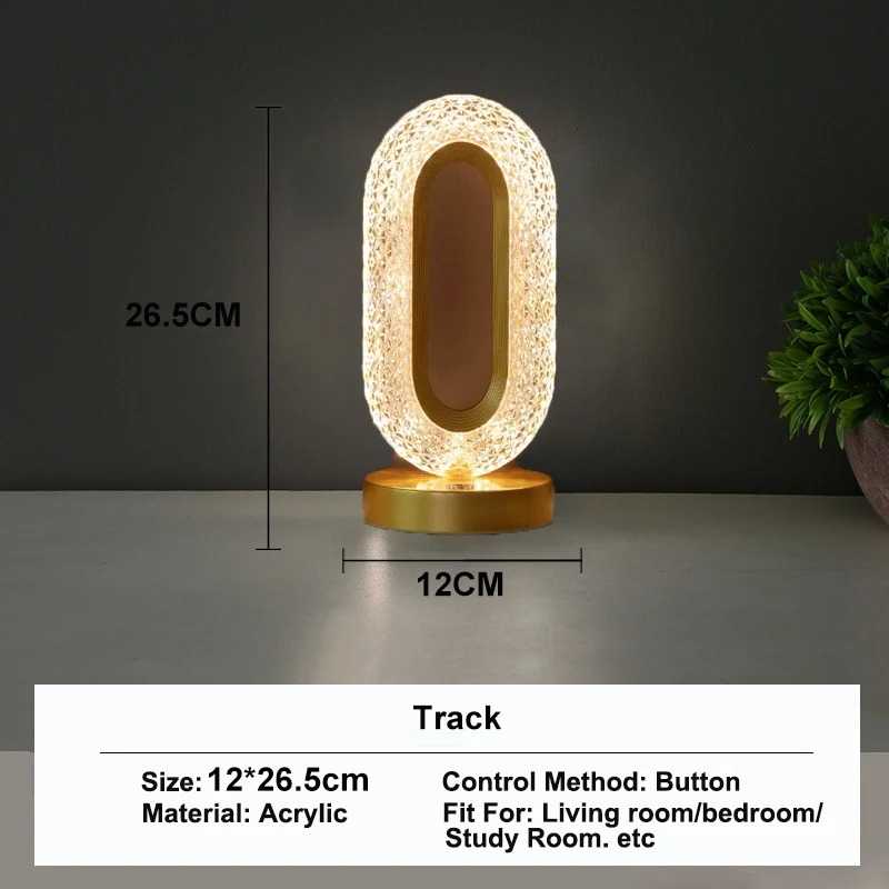 3D Oval Crystal Table Lamp Office USB Charging Night Light for Bedroom Living Room Party Decoration Creative Lamp