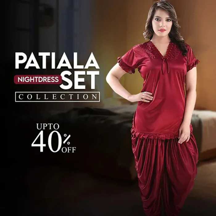 New Patiyala Style 2Pcs Silk Comfortable Night Suit
