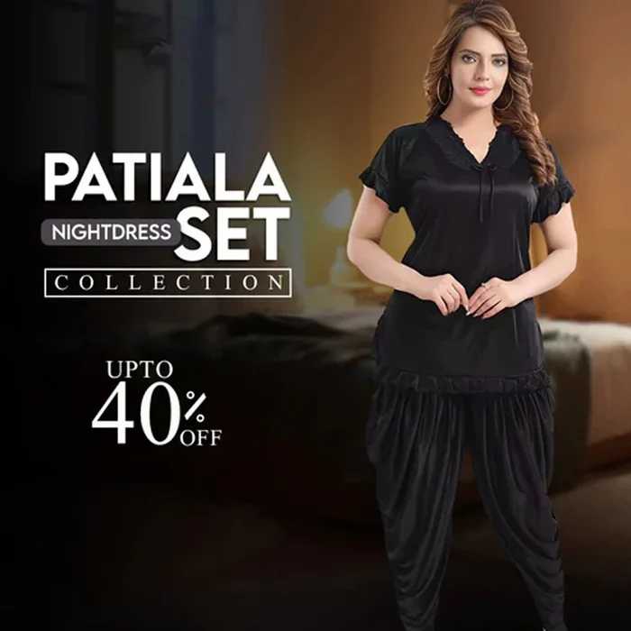New Patiyala Style 2Pcs Silk Comfortable Night Suit