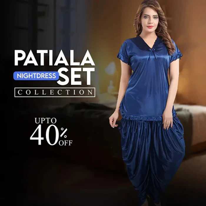 New Patiyala Style 2Pcs Silk Comfortable Night Suit