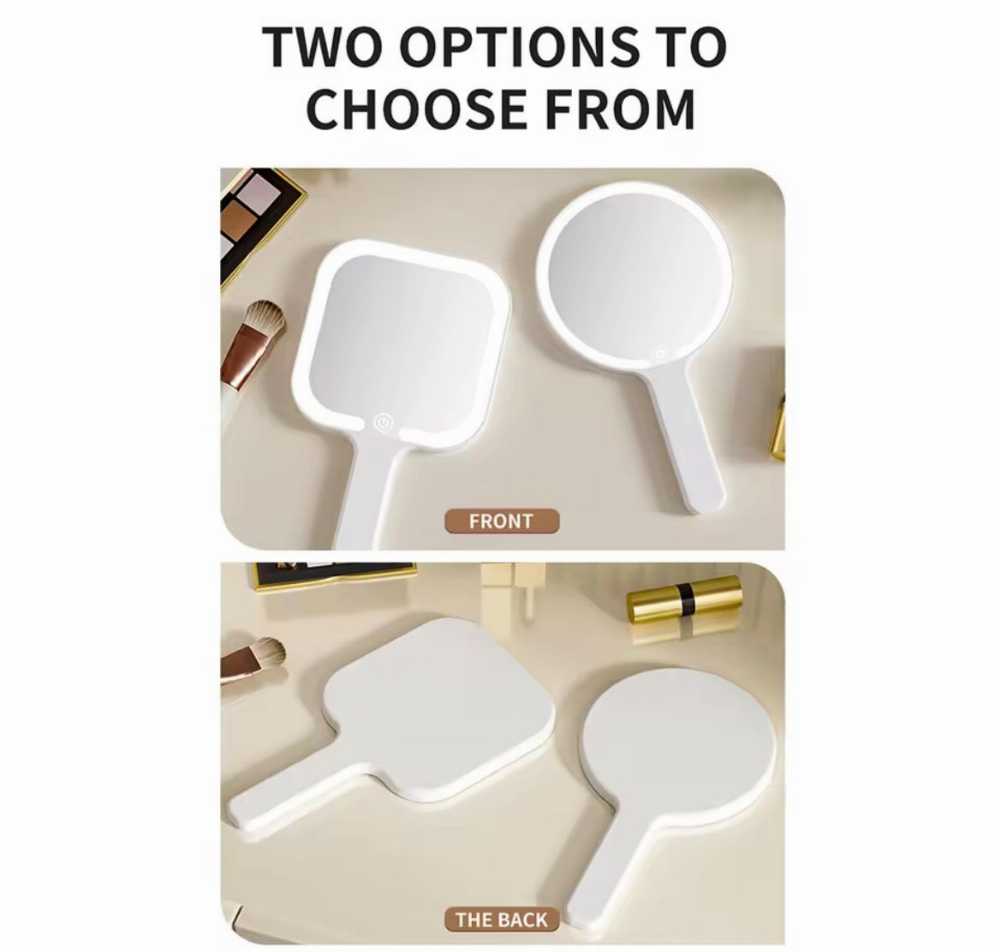 LED Handheld Makeup Mirror – Portable Vanity Mirror with Soft Ring Light