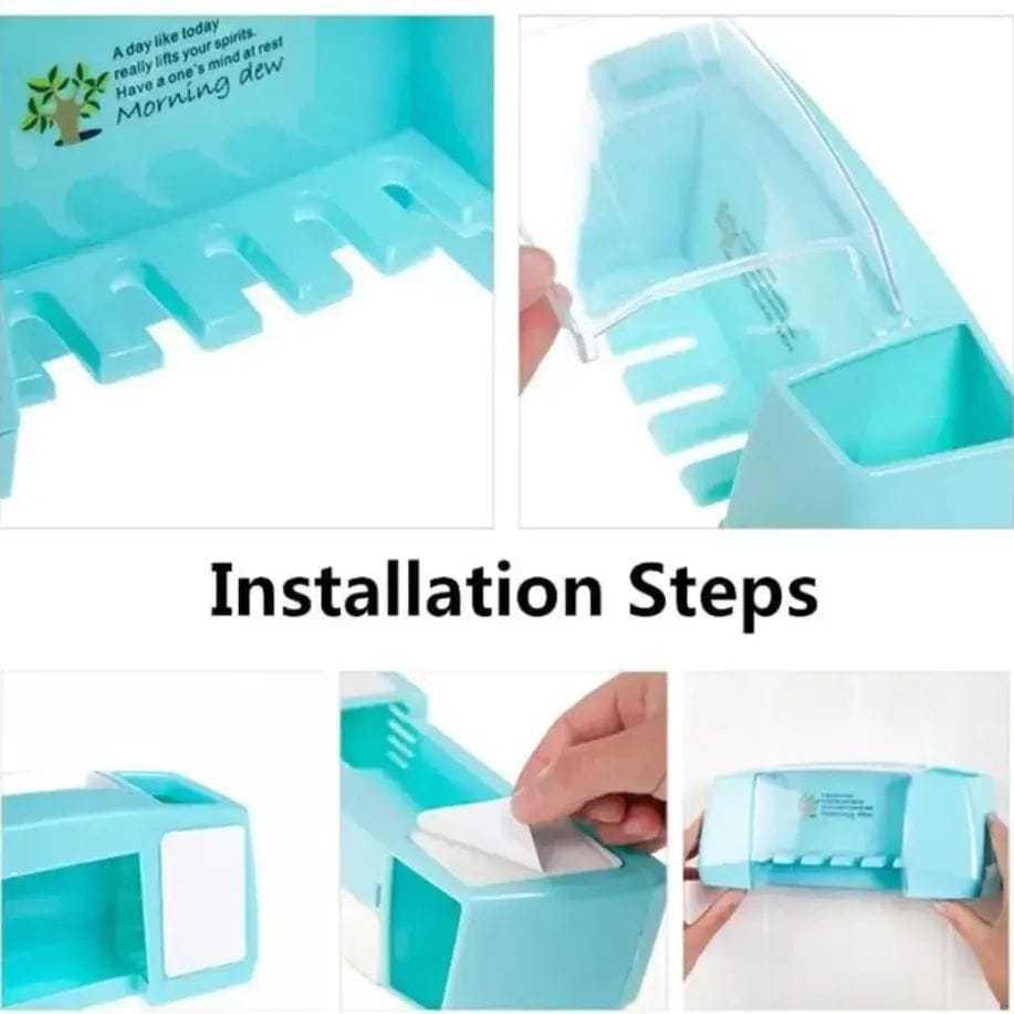 Wall Mounted Toothbrush Holder – Drill-Free Bathroom Storage Organizer