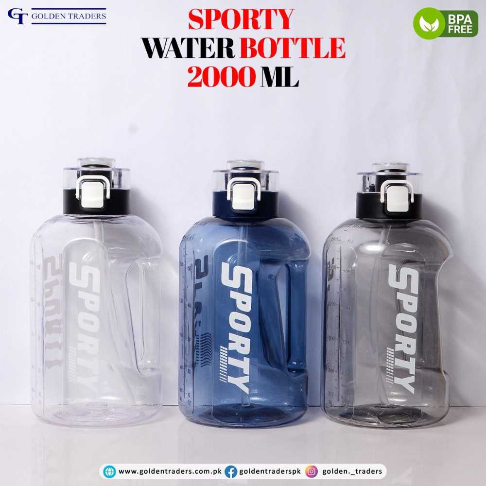 Happy Sporty 2000ML Water Bottle – Motivational 2L Bottle with Time Marker