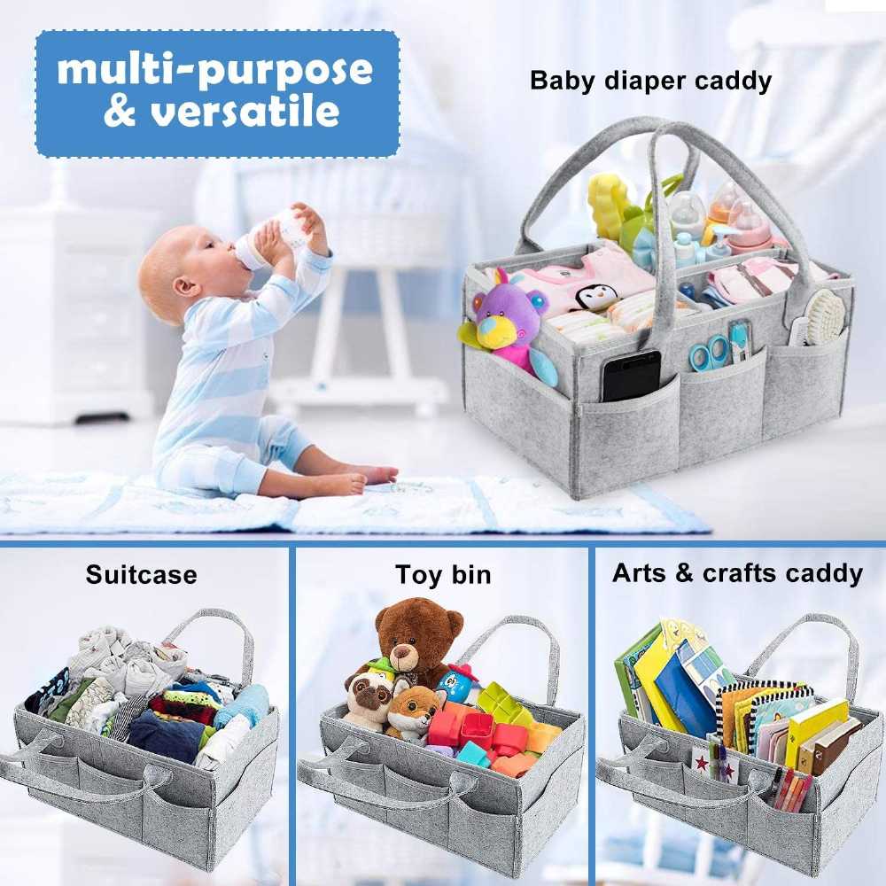 Baby Diaper Caddy Organizer – Portable Nursery Storage Basket with Dividers